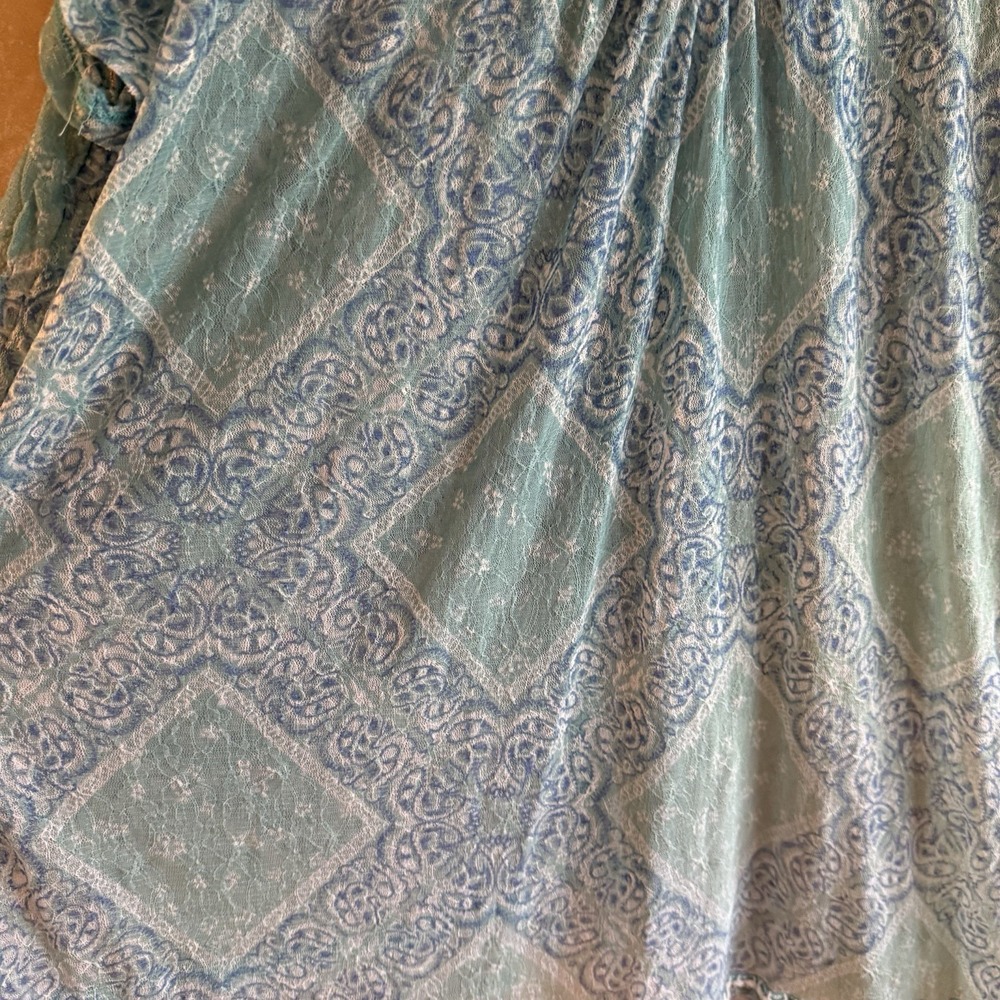 Cato Blue Teal Mesh Top 26/28W Ethereal Boho Whimsical Flowy Airy Semi Sheer - Picture 6 of 14